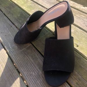 Faux suede block heel sandal